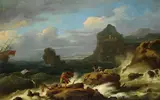 Umkreis - Sturm an einer Felsenküste by Pieter Mulier d. J. gen. Tempesta, Oil on canvas, sold Mar 2007