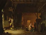 Louis Van Kuyck, Stallszene, 1855, Oil on panel