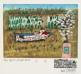 Friedensreich Hundertwasser, Bottlehousebath, 1992, Etching and aquatint in colours