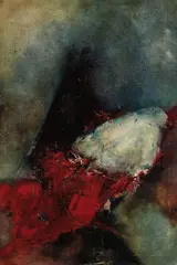 Peter Kuckei, Abstrakte Komposition mit Rot, 1967, Oil on canvas