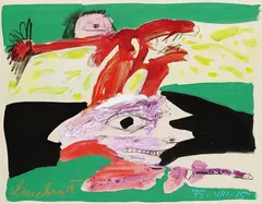 (d.i. Lubertus J. Swaanswijk) Lucebert, Tête violette, 1975, Oil