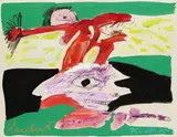 (d.i. Lubertus J. Swaanswijk) Lucebert, Tête violette, 1975, Oil