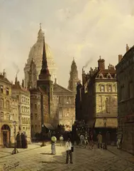 Straße in London by August von Siegen, Oil on panel, sold Mar 2007