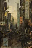 Erich Kips, Hongkong, Straße gegen den Victoria-Hill, 1930, Oil