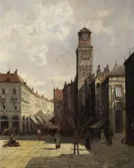 Oberitalienische Stadtansicht by August von Siegen, Oil on panel, sold Mar 2007