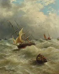 Georg Caree, Sturm im Kanal, Oil on canvas