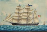 Louis Francois Pr. Roux, Bark "Mathilde Armateur Mr de Pavison Capn. N. Sicherick" vor Marseille, 1880, Watercolour