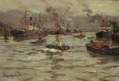 Eugen Dekkert, Hafenansicht, 1900, Oil on canvas