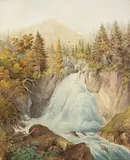 Wasserfall im Gebirge by Christian Morgenstern, 1850, Watercolour, sold Mar 2007