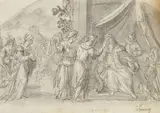 Christoph Schwarz, Tobias heilt die Blindheit seines Vaters, Pen and ink drawing