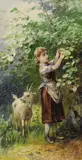 Theodor Hosemann, 3 Bll.: Kinder im Leiterwagen. Mädchen mit Ziege. Auf der Bank, 1842, Watercolour
