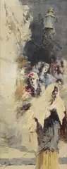 Enrico Gamba, Zugeschrieben - Straßenszene, Watercolour