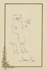 Léonor Fini, Chat, 1985, Felt-tip pen drawing
