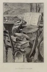 Philippe Rousseau, Der Kammermusiker, Pencil drawing