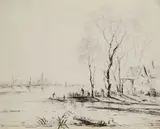 Flusslandschaft mit Fischern by Johann Christian Brand, 1760, Pen and ink drawing, sold Mar 2007
