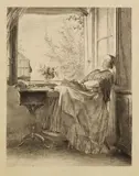 Adolph von Menzel, Die schlafende Näherin am Fenster (Menzels Schwester Emilie)