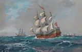 Hans Bohrdt, Hamburger Fregatte unter Segeln, 1901, Tempera