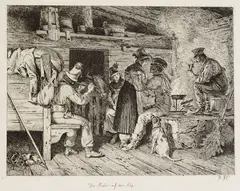 Peter von Hess, Die Maler auf der Alpe (P. Hess u. Prof. Gärtner in einer Sennhütte), 1810, Etching