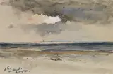 Hans Bohrdt, Kugelbake bei Cuxhaven, 1901, Watercolour