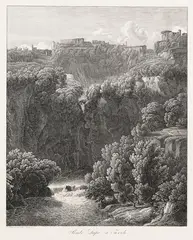 Karl Ludwig Frommel, Ponte Lupo a Tivoli, 1830, Etching