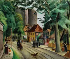Friedrich Ahlers-Hestermann, Vorstadt von Hamburg, 1914, Oil on canvas