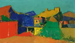Wim Oepts, Häuser, 1961, Oil on canvas