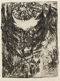 Ernst Ludwig Kirchner, Waldstrasse Königstein mit Post, 1916, Etching