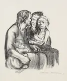 Käthe Kollwitz, Zwei schwatzende Frauen mit zwei Kindern