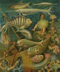 Barthel Gilles, Der Kapitän und sein Schiff, 1963, Egg tempera