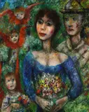 Édouard Goerg, Paar, von Engeln begleitet, 1940, Oil on canvas