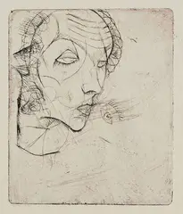 Selbstbildnis by Egon Schiele, 1914, Drypoint, sold Mar 2007