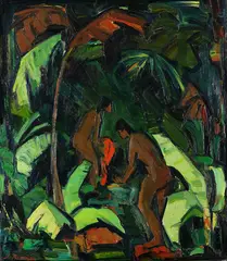 Juan Rimsa, Badende im Wald, 1920, Oil on canvas