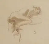 Georg Kolbe, Liegender Mädchenakt, 1920, Pen and ink drawing