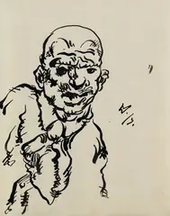 Selbstbildnis by Wilhelm Morgner, 1913, Brush and India ink drawing, sold Mar 2007