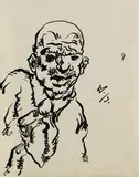 Wilhelm Morgner, Selbstbildnis, 1913, Brush and India ink drawing