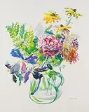 Sommerblumen im Glaskrug by Oskar Kokoschka, 1975, Lithograph in colours, sold Mar 2007
