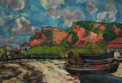 Helgoland by Carl Hilmers, 1920, Oil on fibreboard, sold Mar 2007