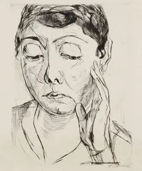 Modell by Max Beckmann, 1917, Drypoint, sold Mar 2007