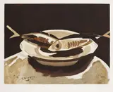 Georges Braque, Poissons, 1950, Etching in colours