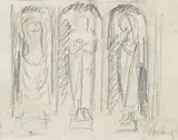Ernst Barlach, Studie zum Fries der Lauschenden, 1930, Pencil drawing