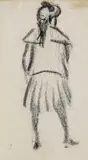 Heinrich Zille, Stehendes Mädchen mit Pferdeschwanz in Rückenansicht