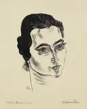 Conrad Felixmüller, Frauenkopf (Mia), 1922, Lithograph
