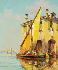 Roberto Iras Baldessari, Segeln in Chioggia, Venedig, 1960, Oil on canvas
