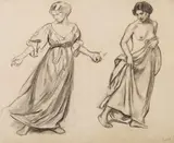 Ludwig von Hofmann, Zwei Frauen stehend, eine halb entkleidet