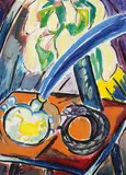 Annemarie Jacob, Stillleben mit Federkiel, 1920, Gouache