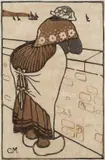 Carl Moser, In Erwartung, 1914, Woodcut in colours