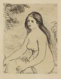 Femme nue assise by Pierre-Auguste Renoir, 1906, Soft-ground etching, sold Mar 2007