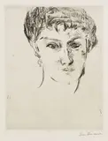Max Beckmann, Mink von vorn mit großer Frisur, 1913, Drypoint
