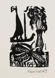 2 Bll.: 33. Jahresblatt: Stilleben. 36. Jahresblatt: Lichtträger by Erich Heckel, Woodcut, sold Mar 2007