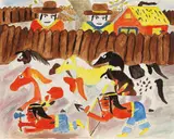Carl Christian Thegen, Indianer und Pferde, 1930, Watercolour